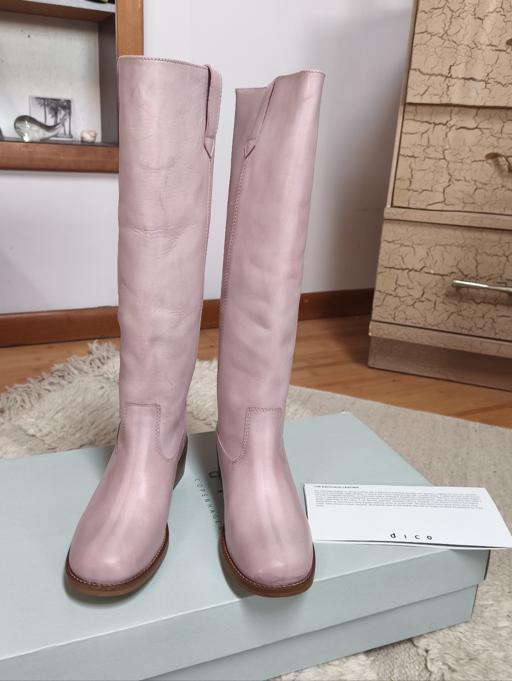 NEW Dico Copenhagen Ann Gaucho Boot in Escovado Leather sz EU 38 US 7 Pink - Picture 4 of 12